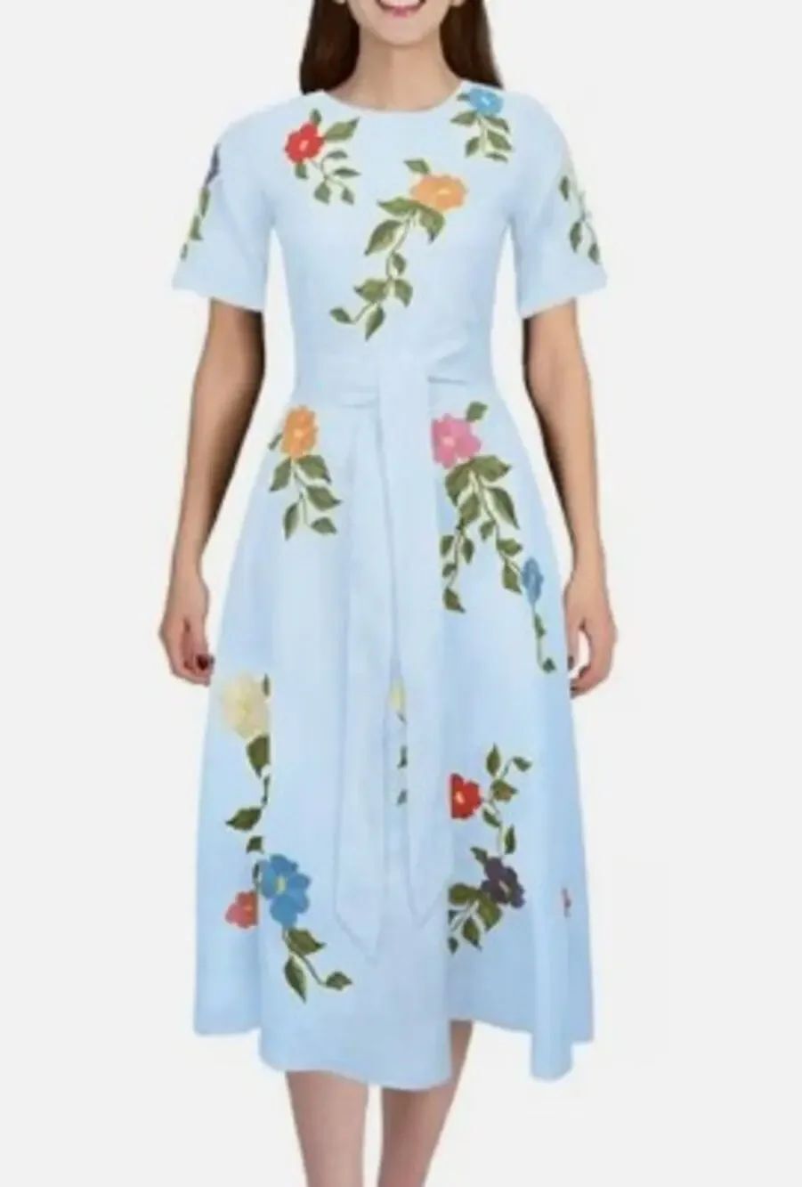 Fanm Mon Jess Midi Dress in Light Lagoon Blue Women's Sz. S